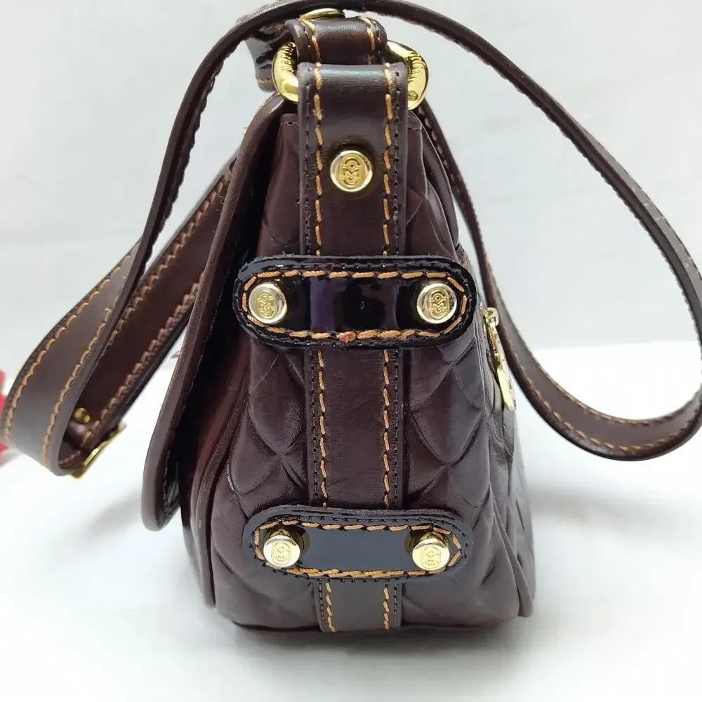 Marino Orlandi Brown Leather Turnlock Flap Closure Crossbody Bag - Picture 5 of 16